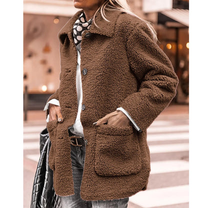 Manteau d'hiver femme boutons doublé doux