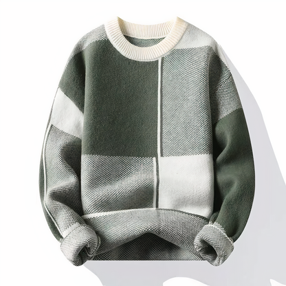 Pull en maille à carreaux moderne pour homme