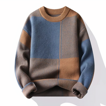 Pull en maille à carreaux moderne pour homme