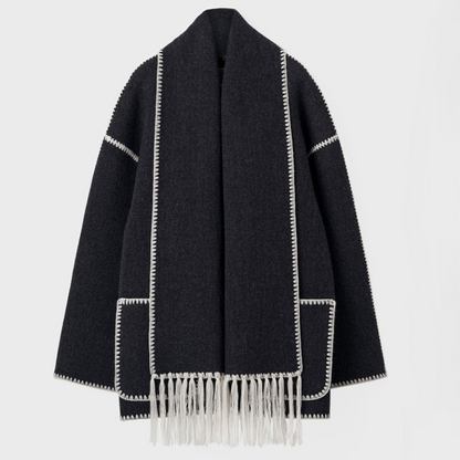 Wintermantel Oversized Wollmantel Schalkragen Damen - IdealeKleiden