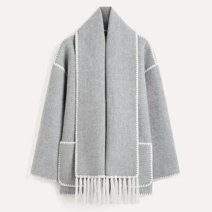 Veste-écharpe en mélange de laine élégante pour femme