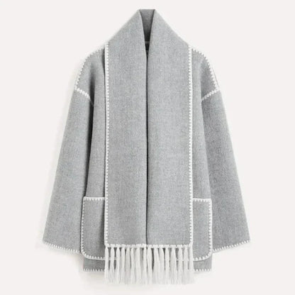 Veste-écharpe en mélange de laine élégante pour femme