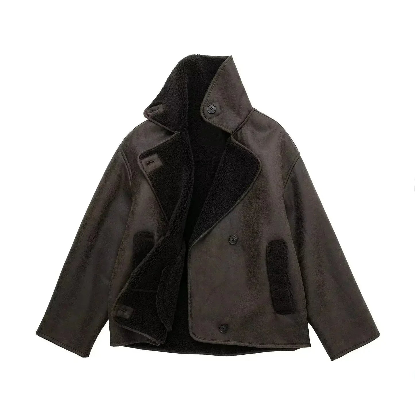Blouson oversize en peau de mouton style vintage