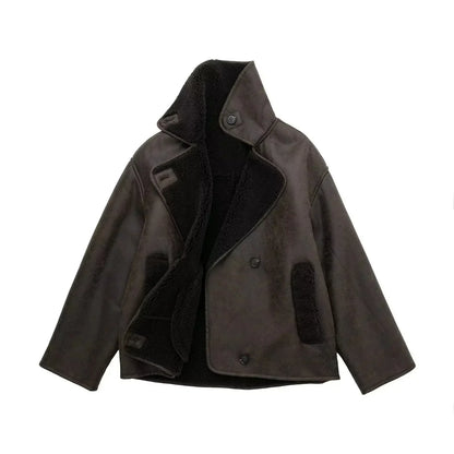 Blouson oversize en peau de mouton style vintage