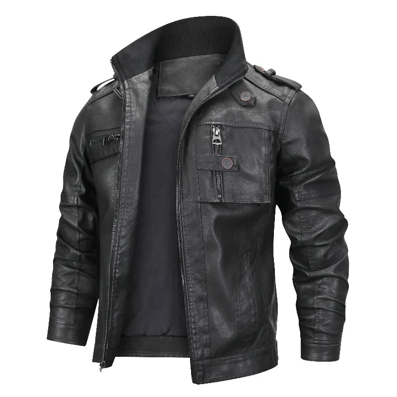 Manteau en cuir noir élégant pour femme
