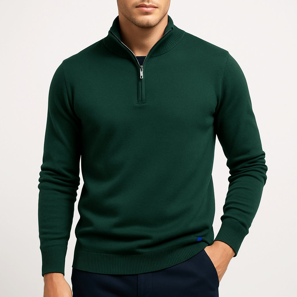 Stylischer Pullover mit Stehkragen Zip - IdealeKleiden