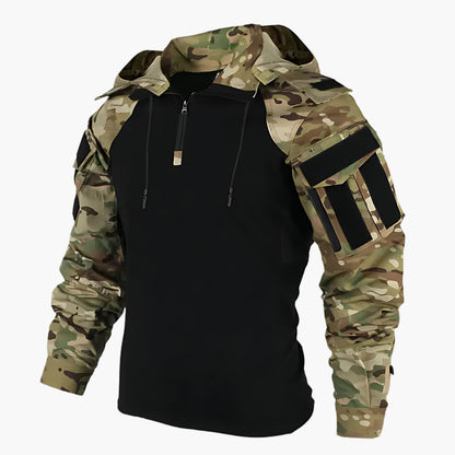 Veste tactique pour homme avec capuche et fermeture éclair
