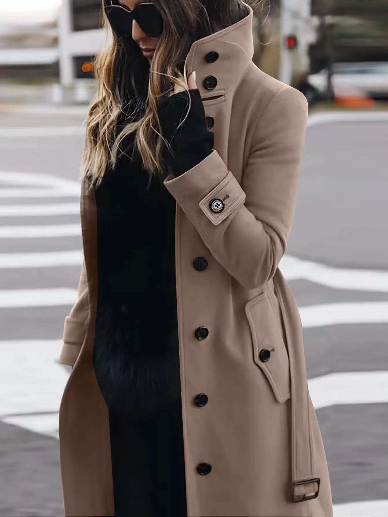 Lange Damen-Trenchcoat Wasserdicht Elegant - IdealeKleiden