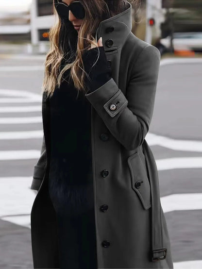 Trench-coat long imperméable élégant pour femme