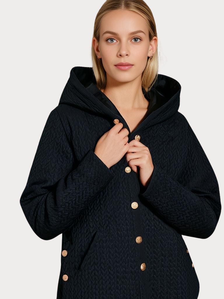 Manteau d'hiver élégant pour femme, doublé, avec capuche