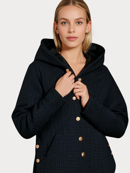 Manteau d'hiver élégant pour femme, doublé, avec capuche