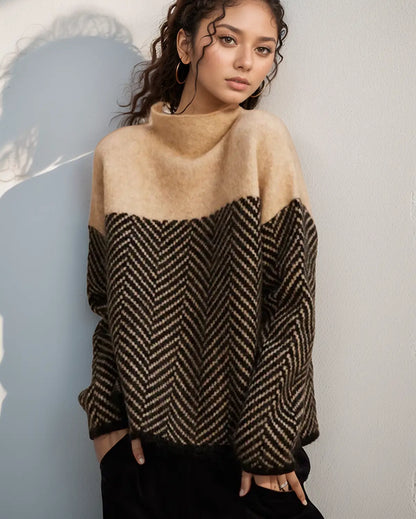 Pull tricoté à col roulé confortable et chaud