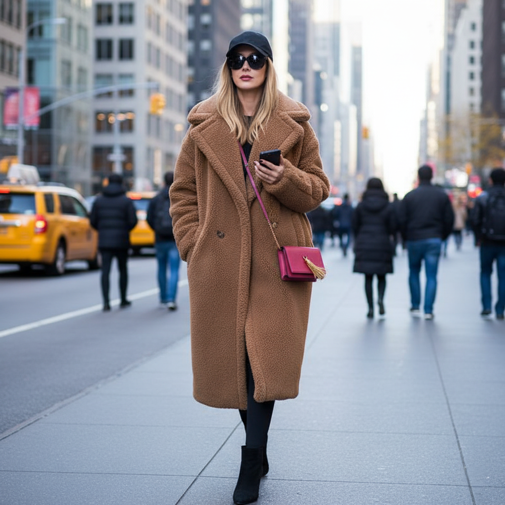 Damen Winterjacke Teddy Weich Langärmlig - IdealeKleiden