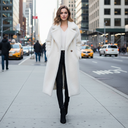 Veste d'hiver pour femme en teddy douce à manches longues