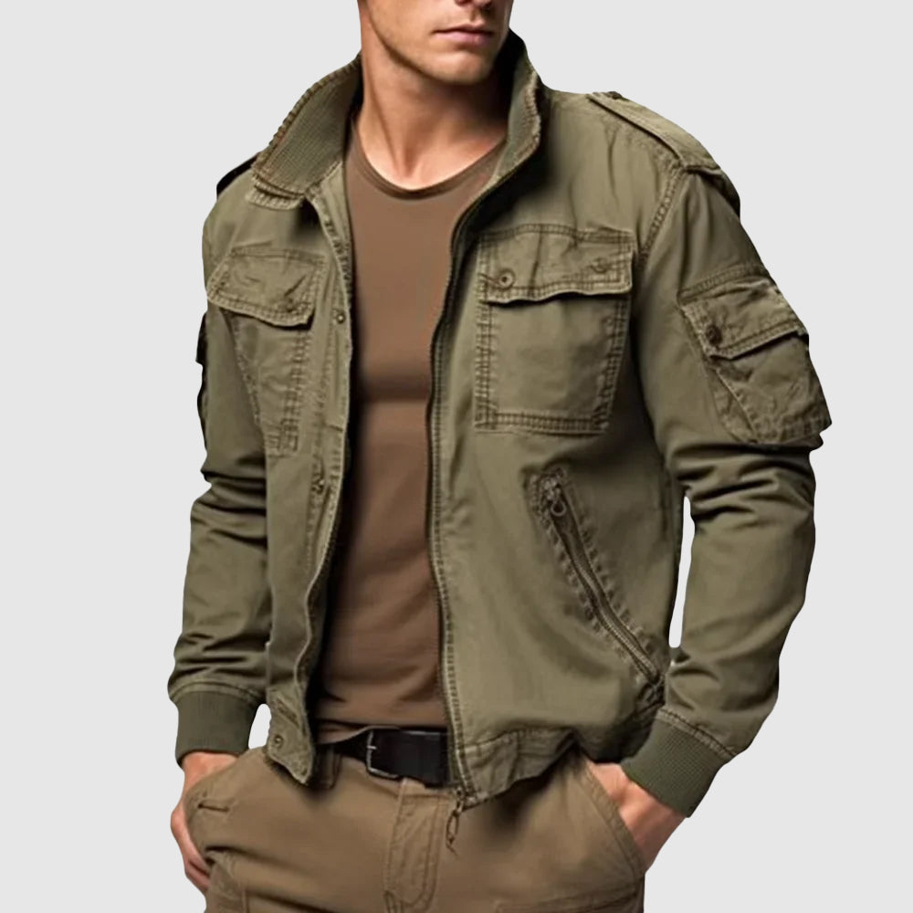 Modische Bomberjacke Mit Rippkanten Und Vielen Taschen - IdealeKleiden