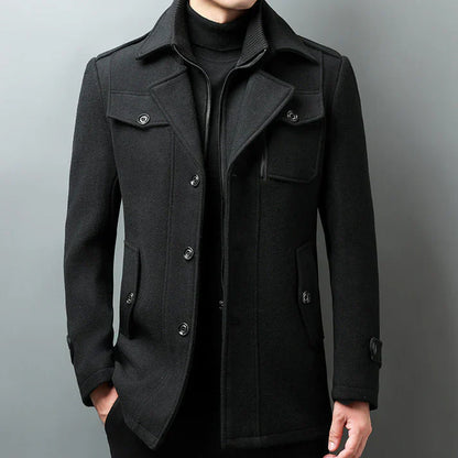 Veste en laine structurée pour homme avec col à revers