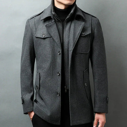 Veste en laine structurée pour homme avec col à revers