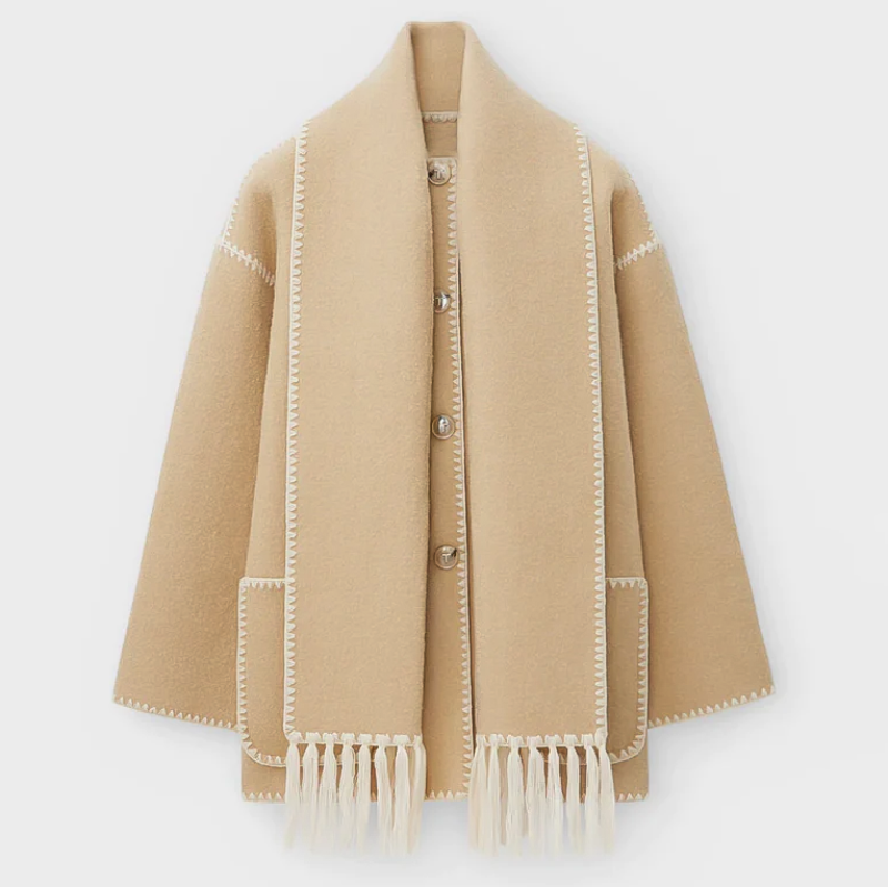 Manteau d'hiver oversize en laine avec col châle pour femme