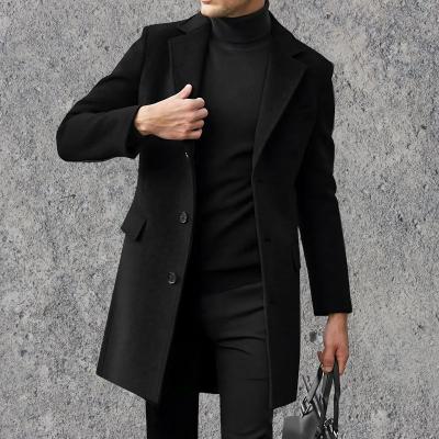 Trench-coat classique court en laine pour homme