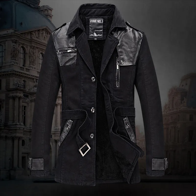 Trench-coat homme polaire chaude noir
