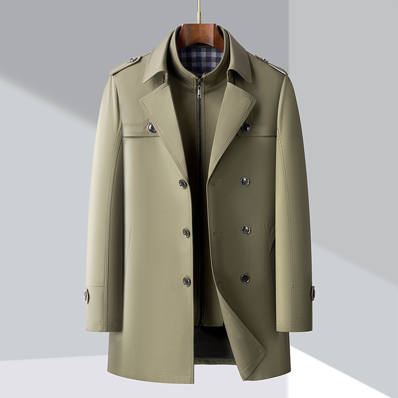 Trench-coat mi-long homme veste d'automne