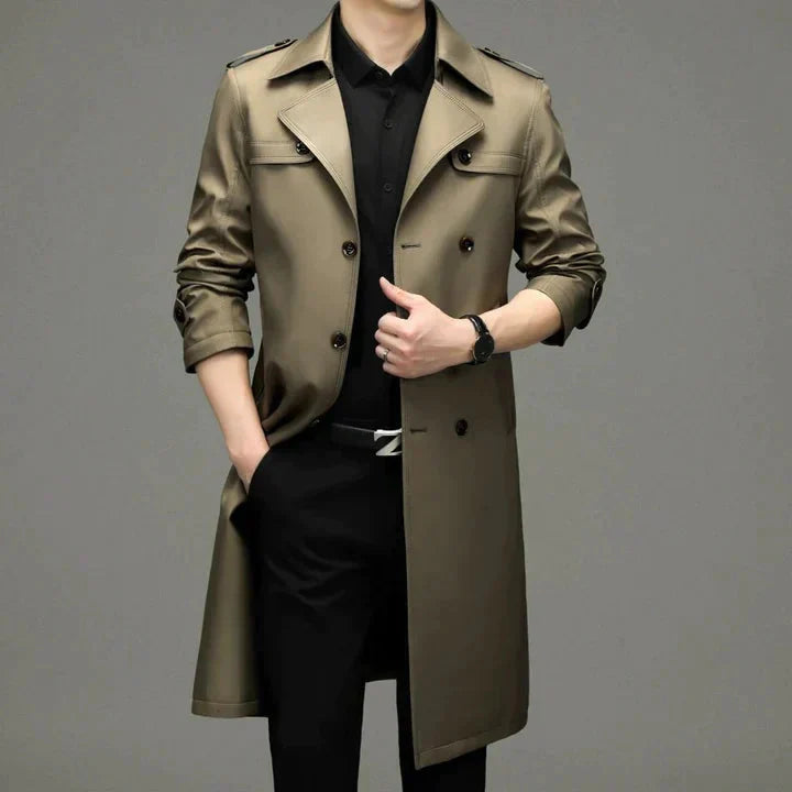 Trench-coat croisé mi-long pour homme