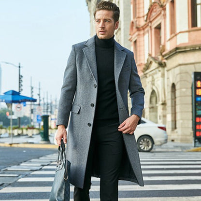 Trench-coat long homme en laine élégant