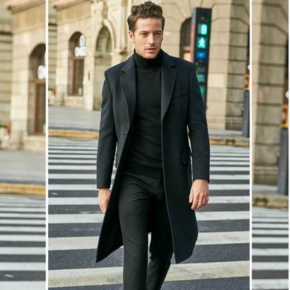 Trench-coat long homme en laine élégant