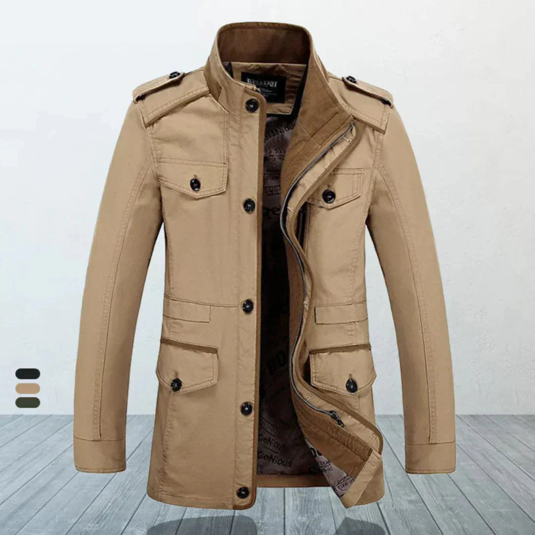 Trench-coat homme ajusté avec fermeture éclair