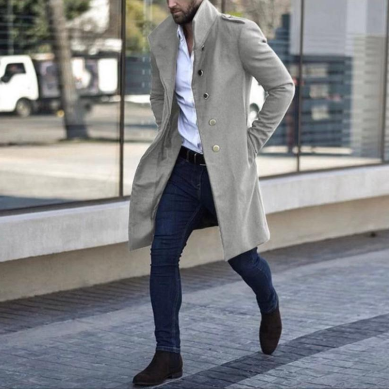Trench-coat mi-long homme élégant hiver