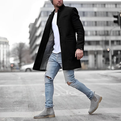 Manteau long élégant noir pour homme