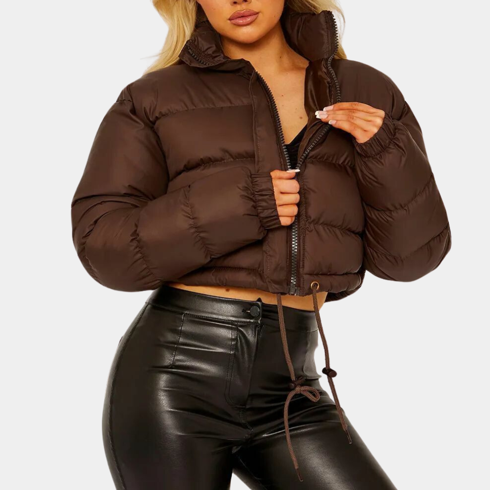 Doudoune courte pour femme à col montant