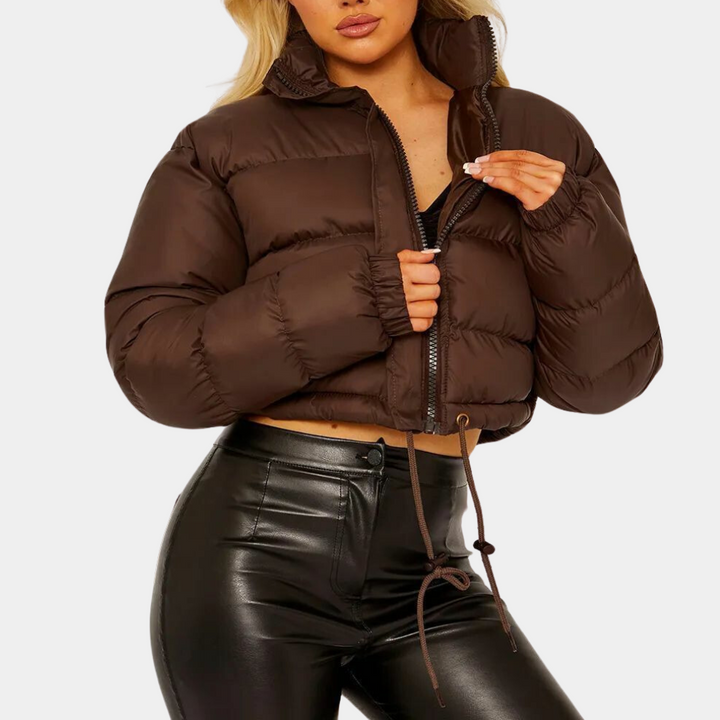 Doudoune courte pour femme à col montant