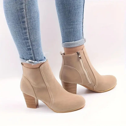 Damen Stiefeletten Hoch Hacken Seitenreißverschluss - IdealeKleiden
