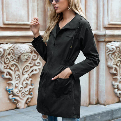 Veste d'extérieur imperméable à capuche longue réglable
