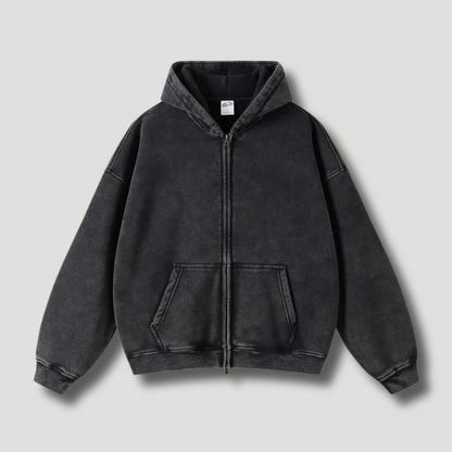 Übergroßer Hoodie Pullover Kapuze Reißverschluss - IdealeKleiden