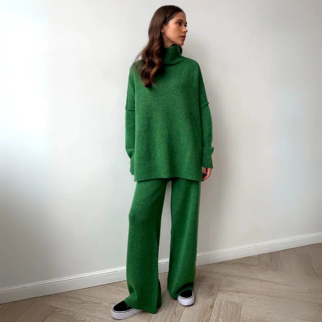 Übergroßes Loungewear Set mit Rollkragenpullover und Joggerhosen - IdealeKleiden