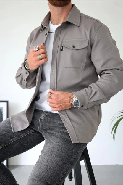Chemise boutonnée à manches longues pour homme