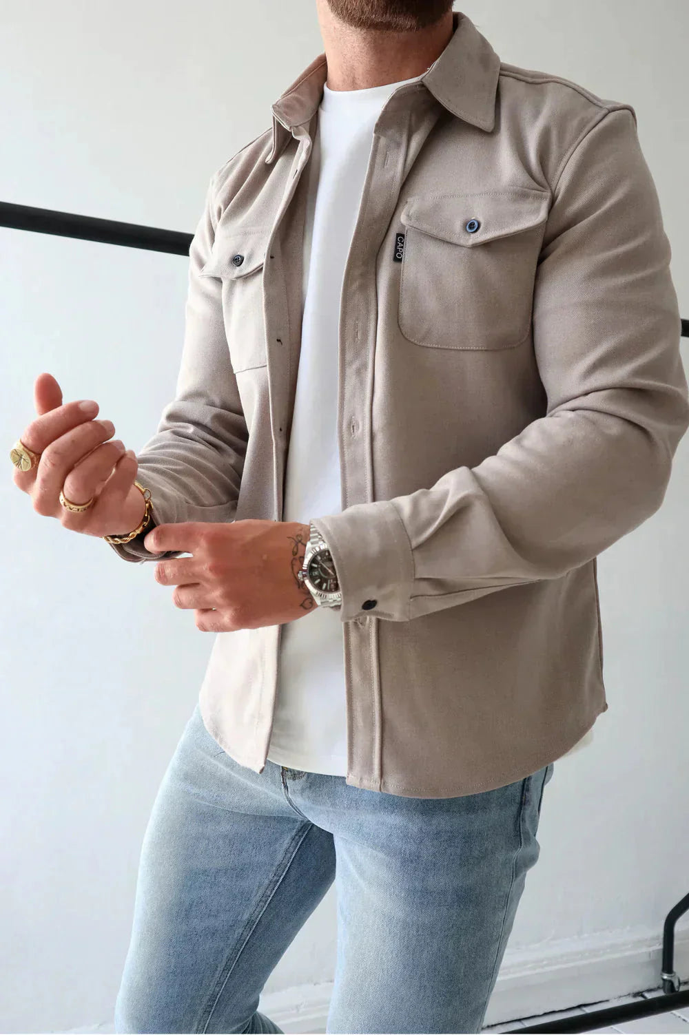 Chemise boutonnée à manches longues pour homme