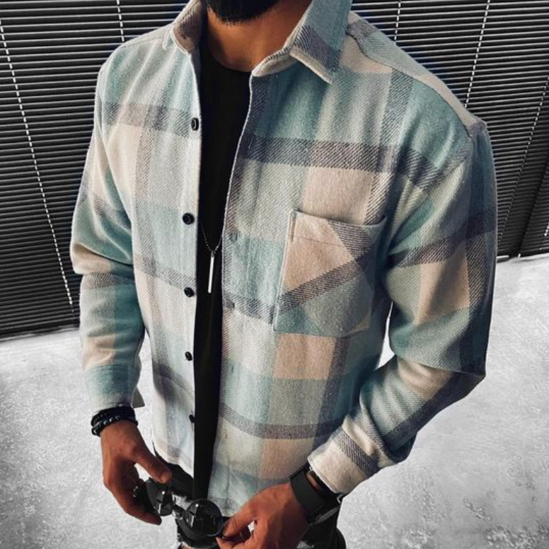 Chemise en flanelle à manches longues chaude pour homme
