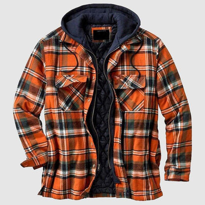 Veste à capuche matelassée à carreaux pour homme