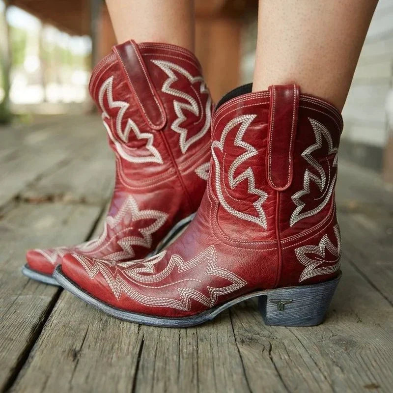 Bottes Western en cuir brodées style cowboy