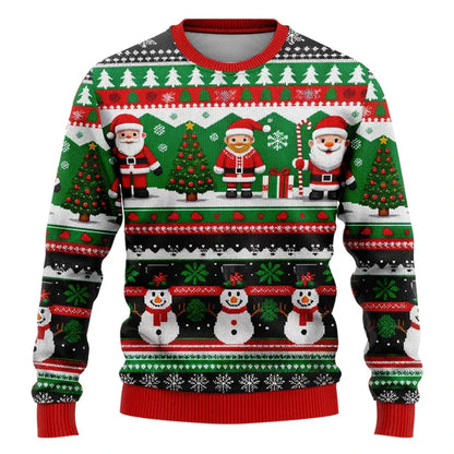 Pull de Noël unisexe Motif bonhomme de neige 3D Confortable