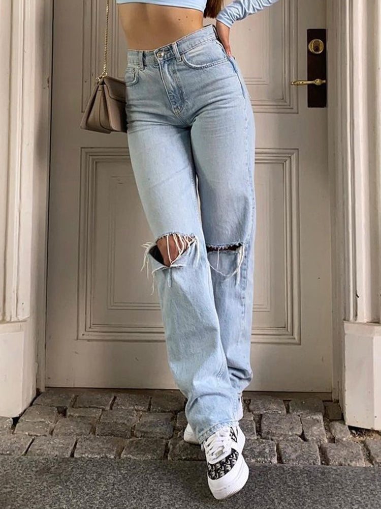 Damen Jeans Hose Bequem Locker - IdealeKleiden