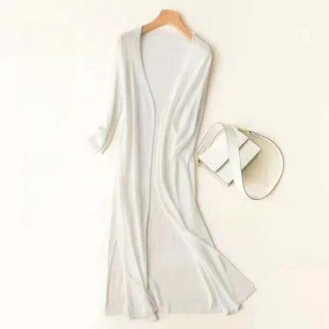 Cardigan long élégant drapé femme