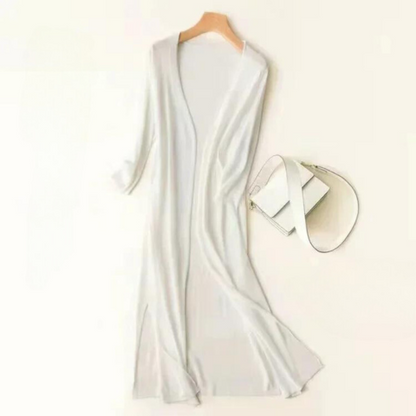 Cardigan long élégant drapé femme