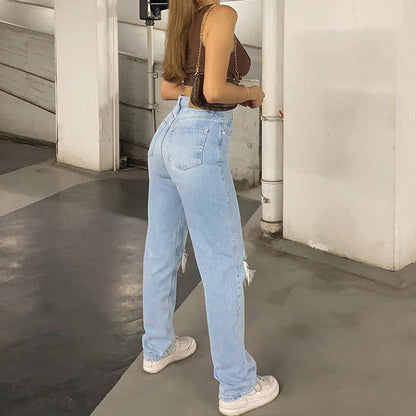 Jean ample pour femme Bleu Confort
