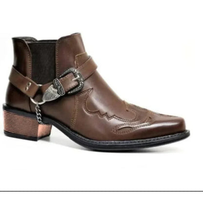 Bottes de cowboy pour hommes, avec chaîne à boucle, style western