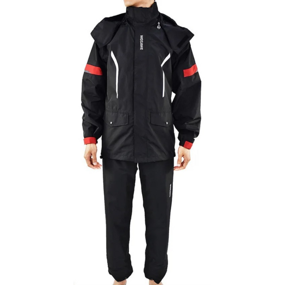 Veste de pluie moto pour homme, imperméable, noir réfléchissant