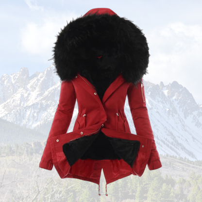 Doudoune chaude pour femme - Doudoune isolée avec capuche en fausse fourrure